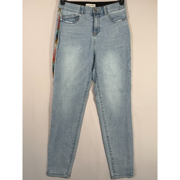 Knox Rose Denim - Knox Rose Women Size 8 29x27 in Aztec Design Seam Light Wash Stretch 11" Rise